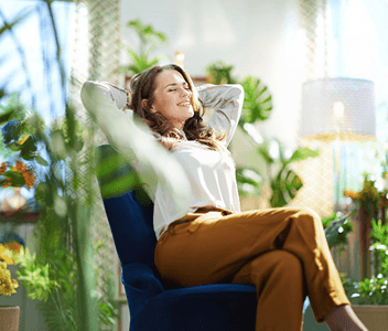 Woman relaxing in chair